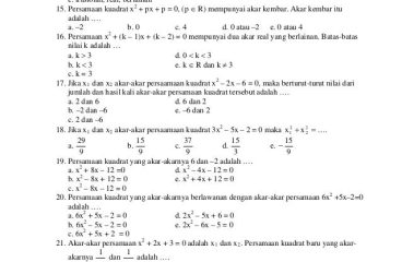 Soal Matematika Kelas 10 Sma Semester 2 Dan Jawabannya kumpulan soal