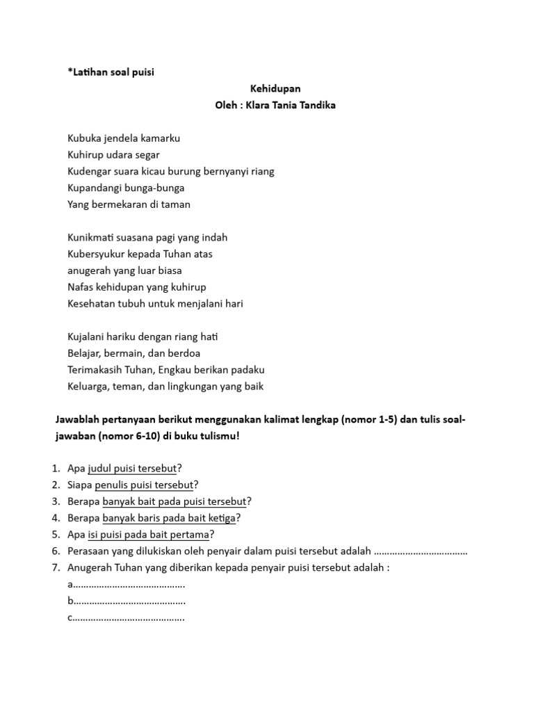 2 contoh soal puisi kelas 12