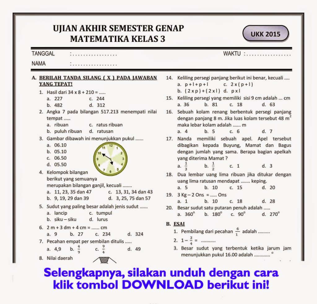 soal tema kelas 3 semester 2